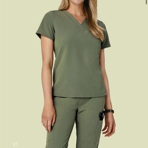 Mandala Olive Green scrub one pocket Women's Top